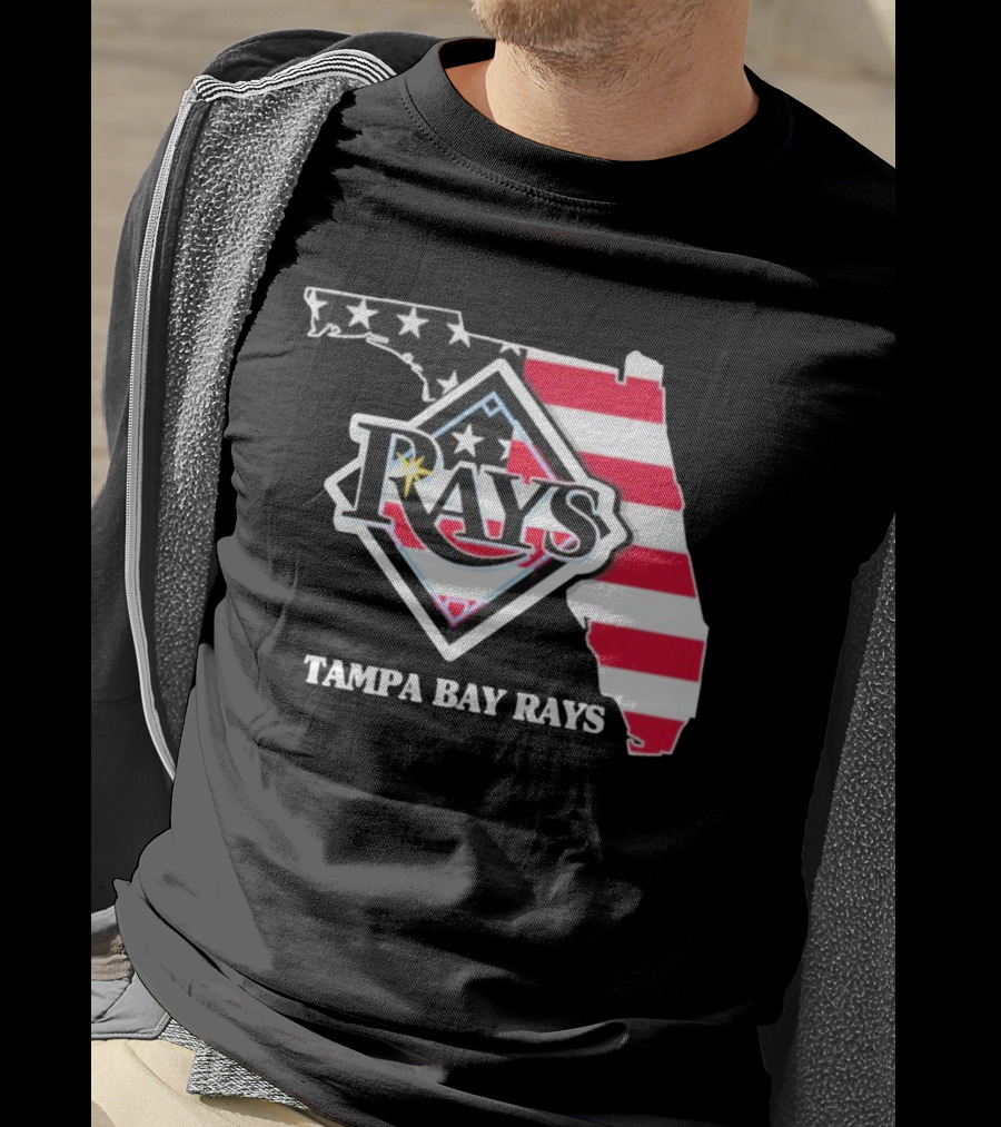 Tampa Bay Rays Florida American Flag Map T-Shirt