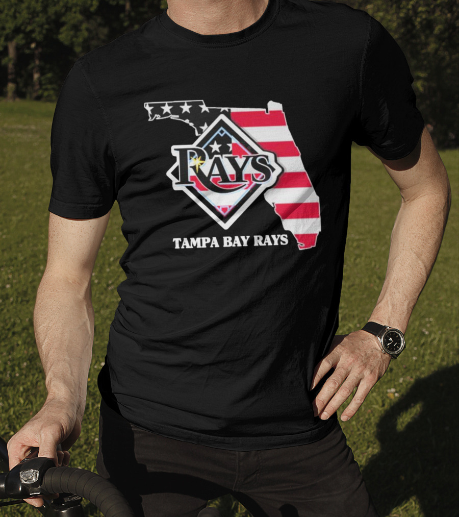 Tampa Bay Rays Florida American Flag Map T-Shirt