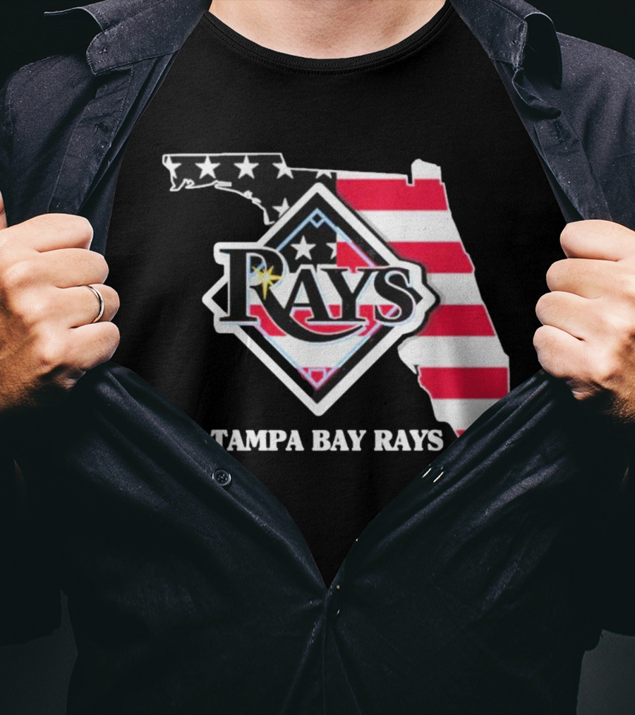 Tampa Bay Rays Florida American Flag Map T-Shirt