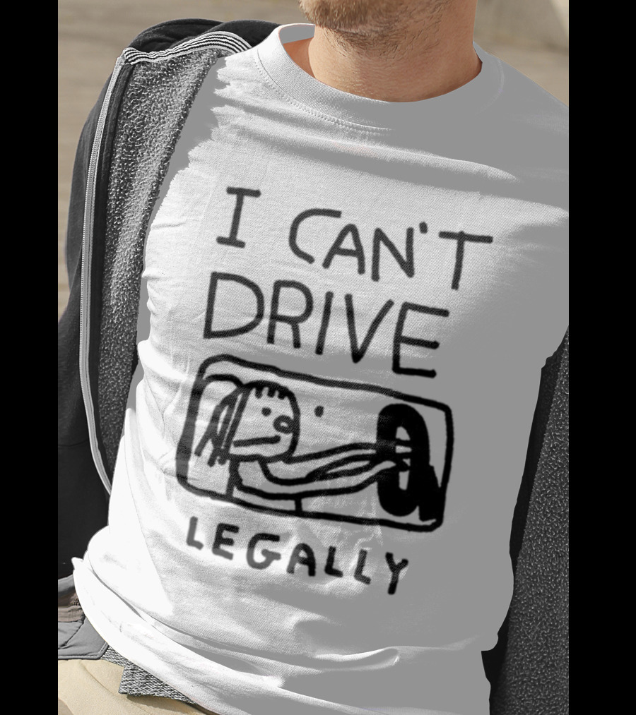 Zoe Bread I Can’t Drive Legally Cartoon Drawing Steering Wheel T-Shirt