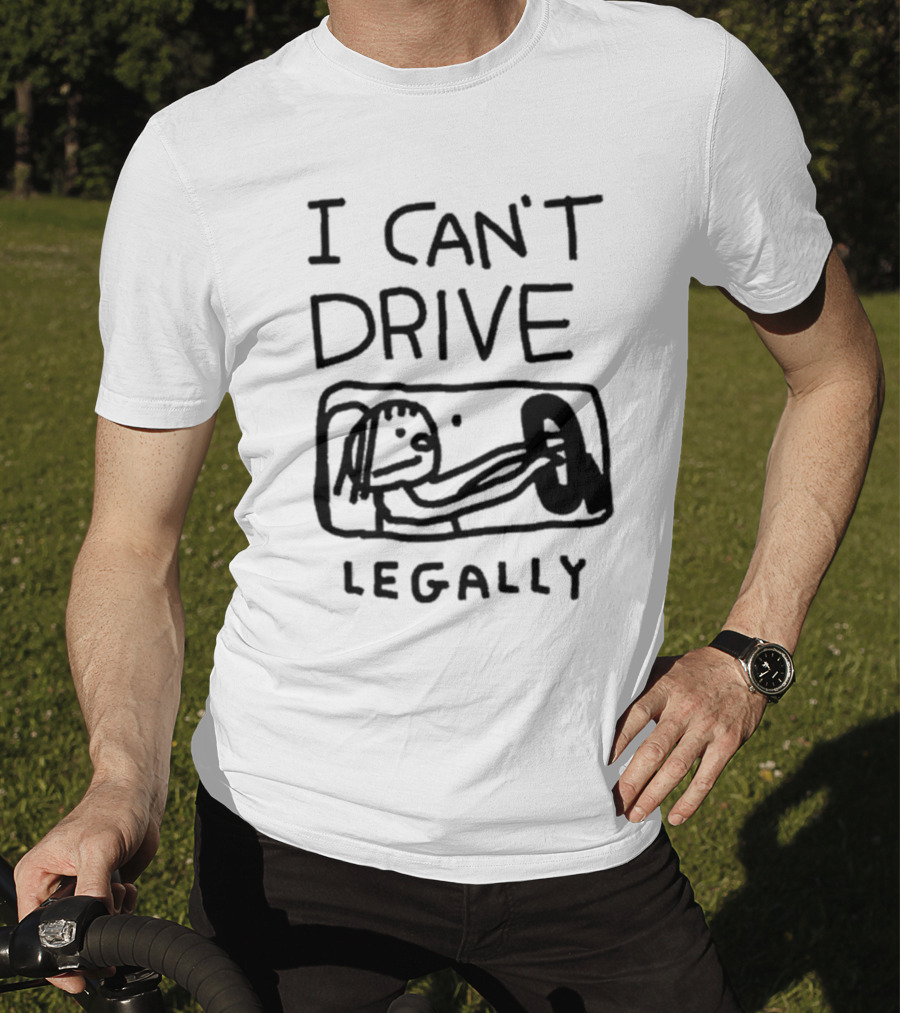 Zoe Bread I Can’t Drive Legally Cartoon Drawing Steering Wheel T-Shirt