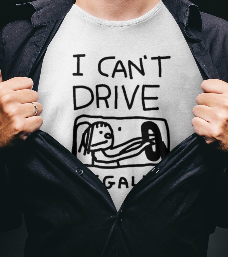 Zoe Bread I Can’t Drive Legally Cartoon Drawing Steering Wheel T-Shirt