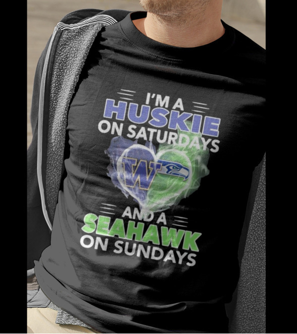 I’m A Huskie On Saturdays And A Seahawk On Sundays UW W Logo Seattle T-Shirt