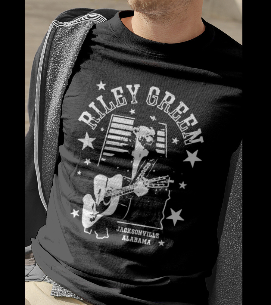 Riley Green Jacksonville Alabama Stars And Stripes Guitar T-Shirt