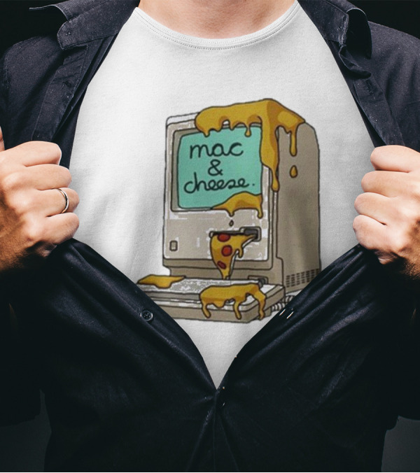 Mac And Cheese Melting Over Retro Computer T-Shirt