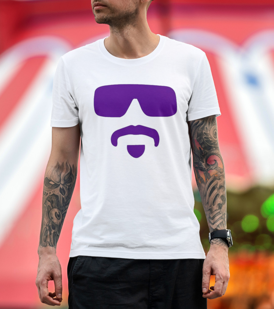 Gavin Guidry Wears Hayden Travinski Purple Sunglasses And Beard T-Shirt
