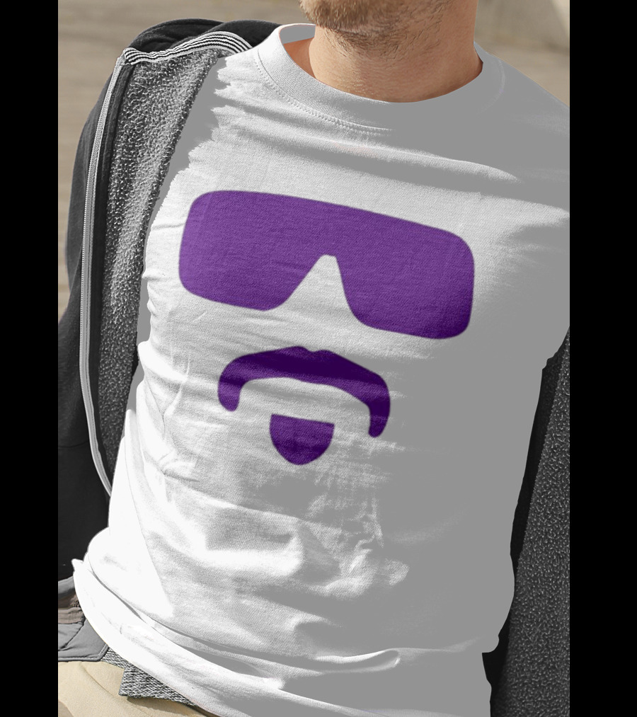 Gavin Guidry Wears Hayden Travinski Purple Sunglasses And Beard T-Shirt