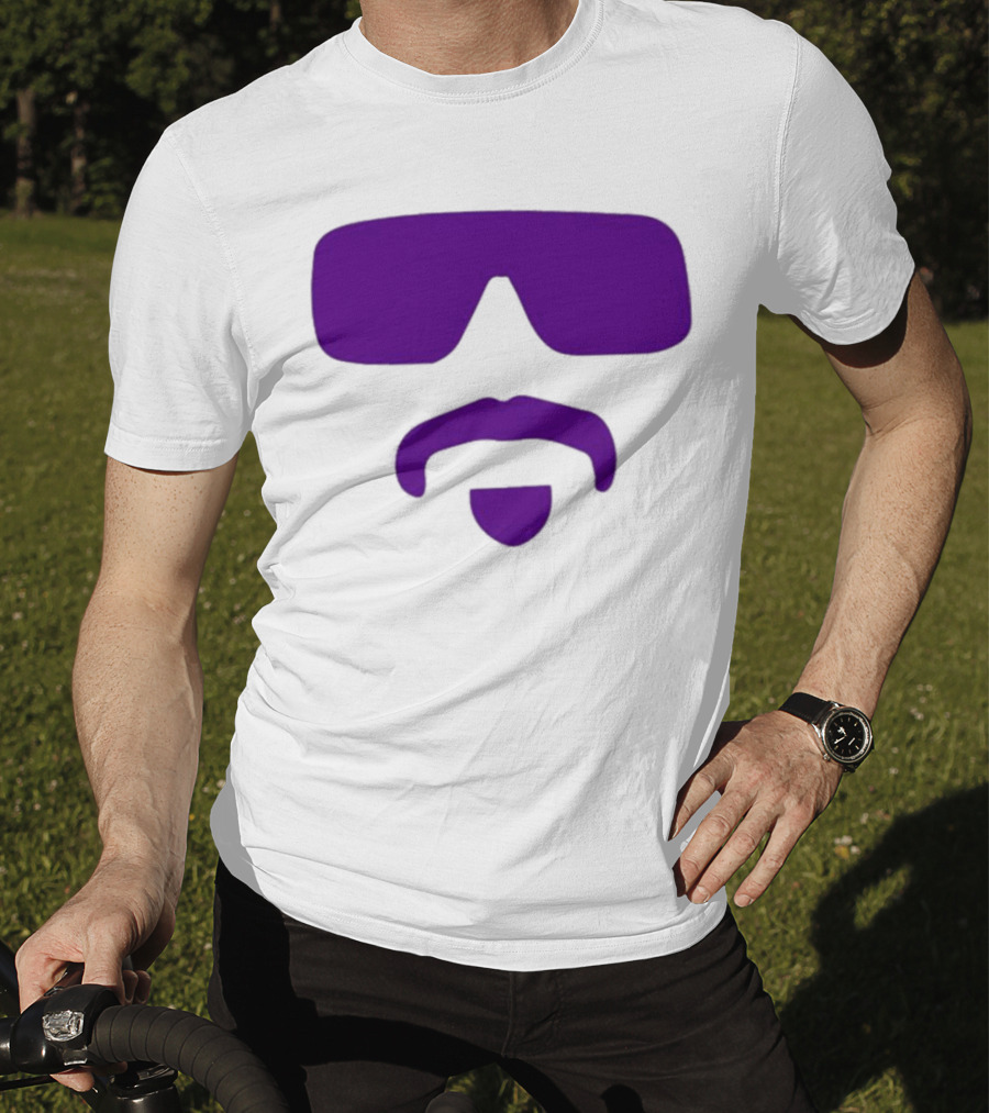 Gavin Guidry Wears Hayden Travinski Purple Sunglasses And Beard T-Shirt