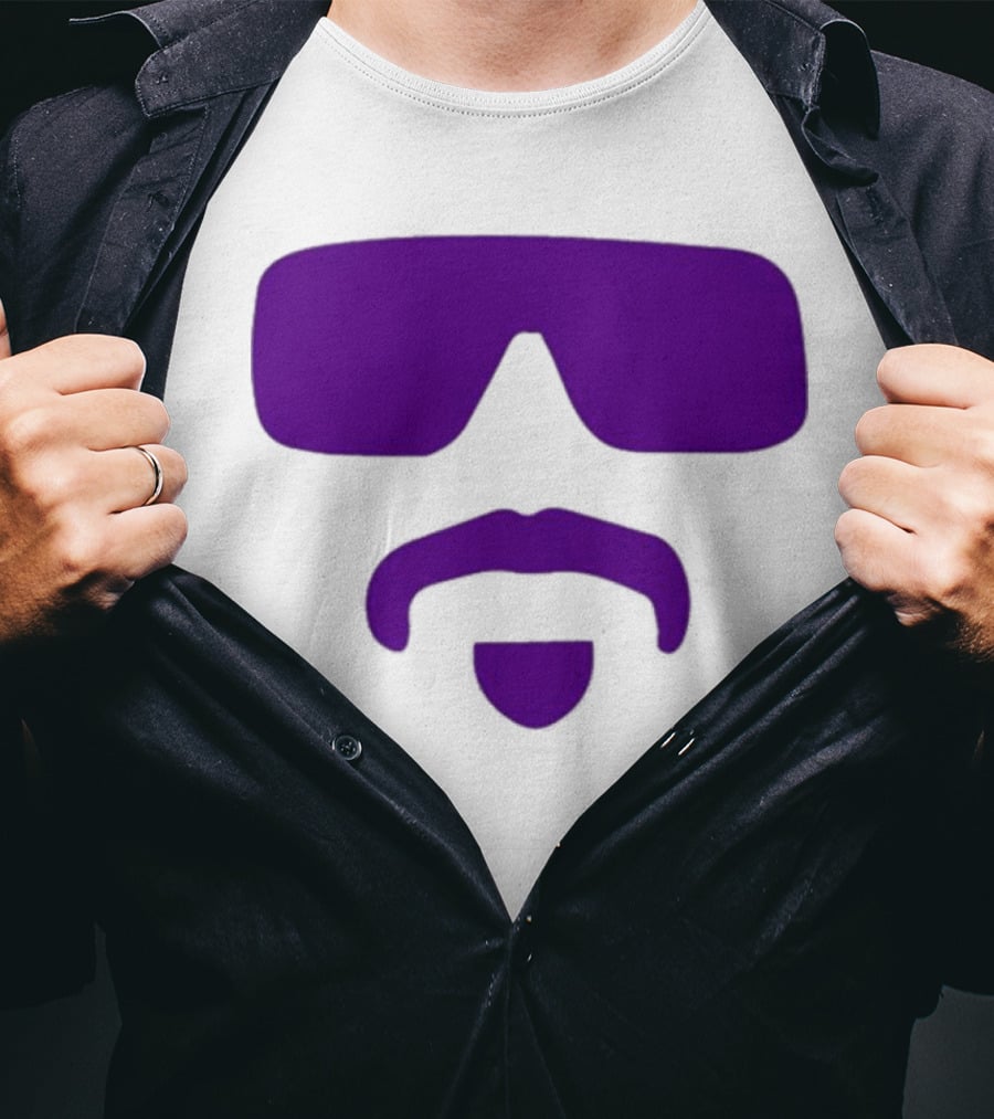 Gavin Guidry Wears Hayden Travinski Purple Sunglasses And Beard T-Shirt