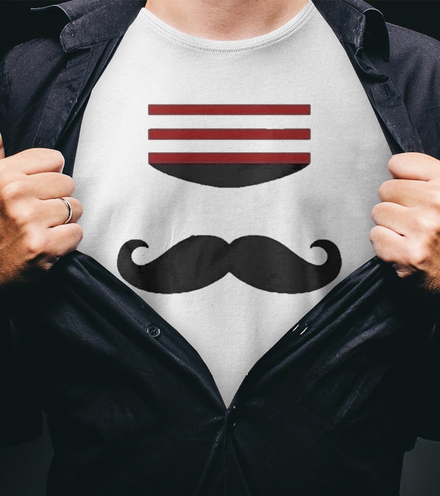 Mr Redleg Mustache Iconic Mustache And Red Stripes T-Shirt