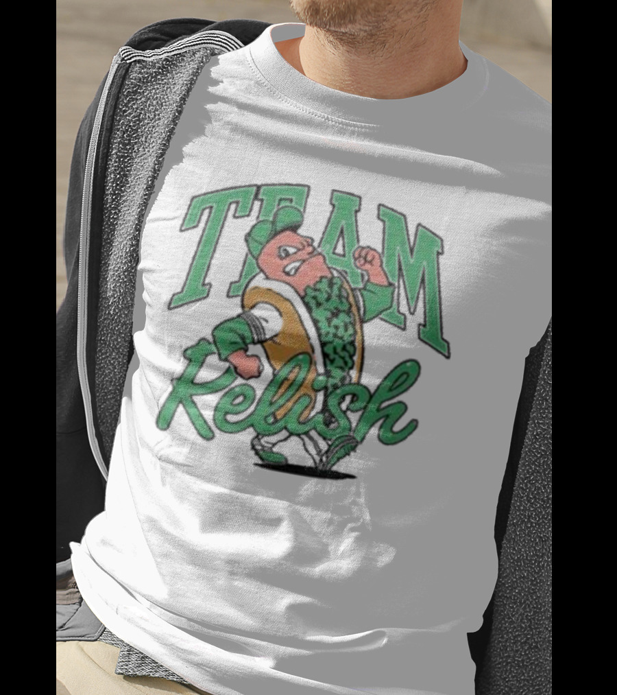 Team Relish Hot Dog Derby Mascot Racing Pose T-Shirt