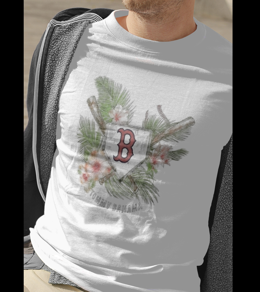 Boston Red Sox Tommy Bahama Island League Tropical Baseball Emblem T-Shirt