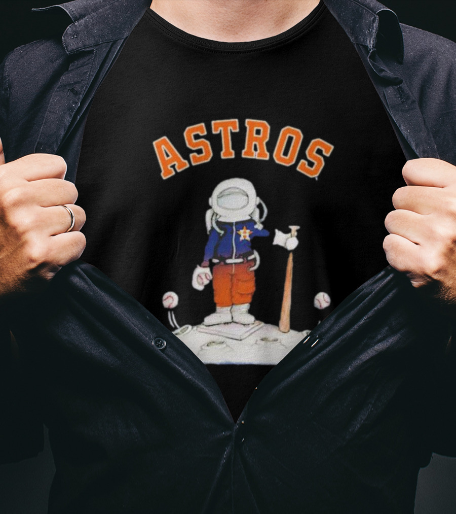 ASTROS Houston Astronaut Baseball Moon Landing T-Shirt