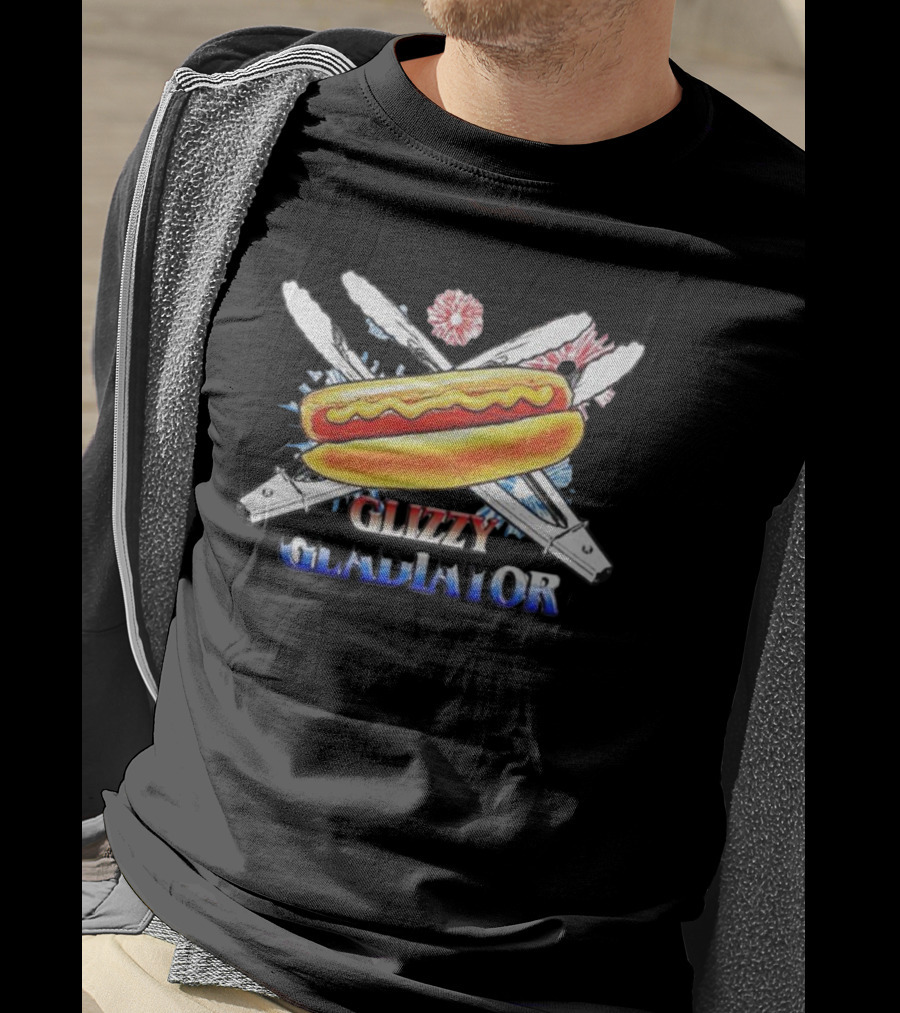 Glizzy Gladiator Hotdog Crossed Swords USA T-Shirt