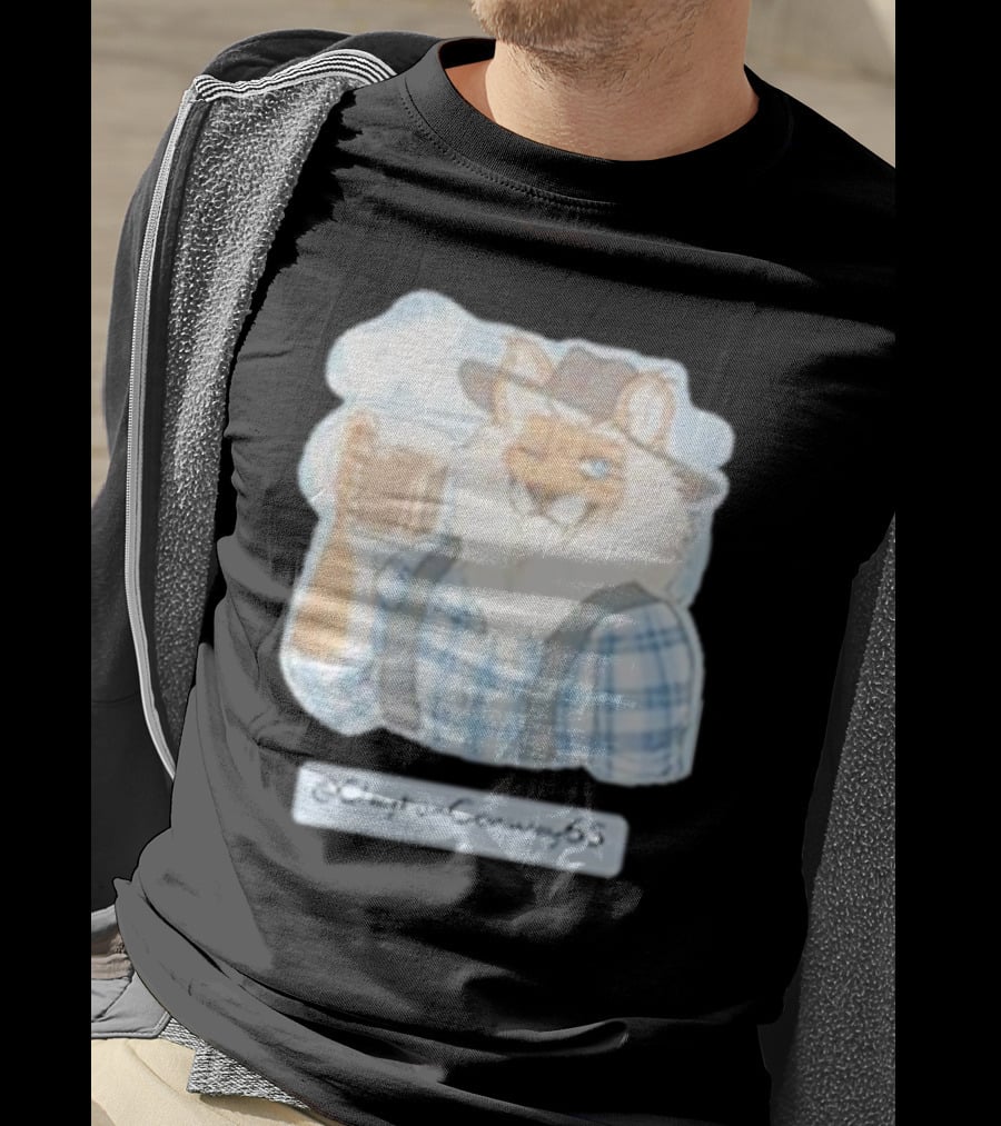 Clayton Conway 65 @ClaytonConway65 Cat In Plaid With Hat Holding Coffee T-Shirt