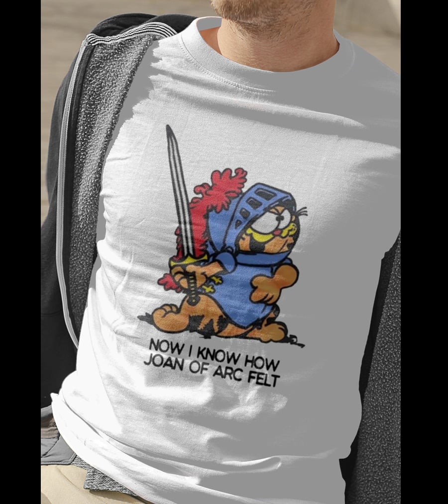 Garfield Dressed As Joan Of Arc With Sword Now I Know How Joan Of Arc Felt T-Shirt
