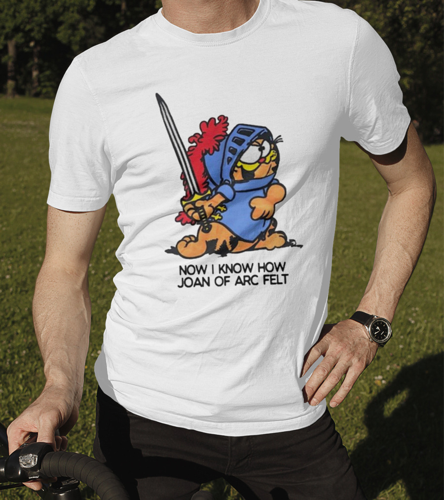 Garfield Dressed As Joan Of Arc With Sword Now I Know How Joan Of Arc Felt T-Shirt