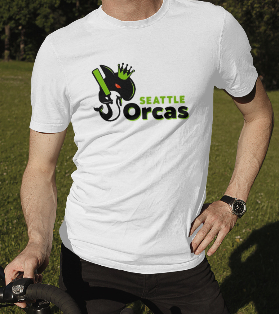 Seattle Orcas Crowned King Black And Neon Green T-Shirt