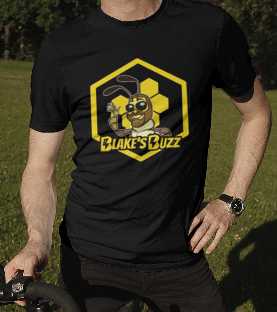 Blake's Buzz Bee Hexagon Logo With Cartoon Character T-Shirt