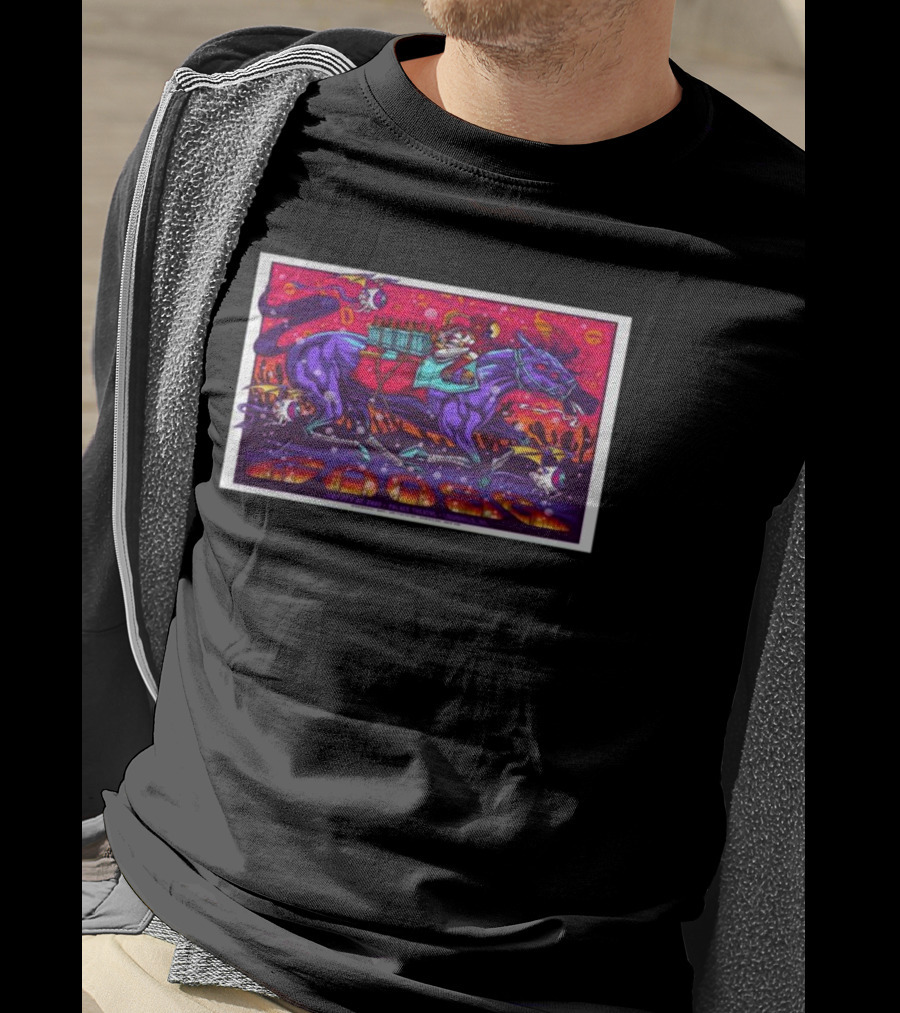 Goose Riding Cosmic Horse Louisville Palace Theatre Neon Fantasy T-Shirt