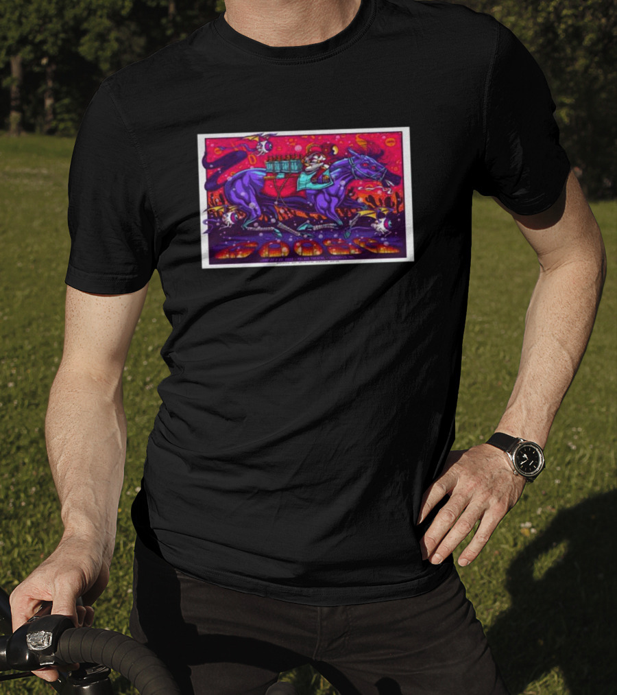 Goose Riding Cosmic Horse Louisville Palace Theatre Neon Fantasy T-Shirt