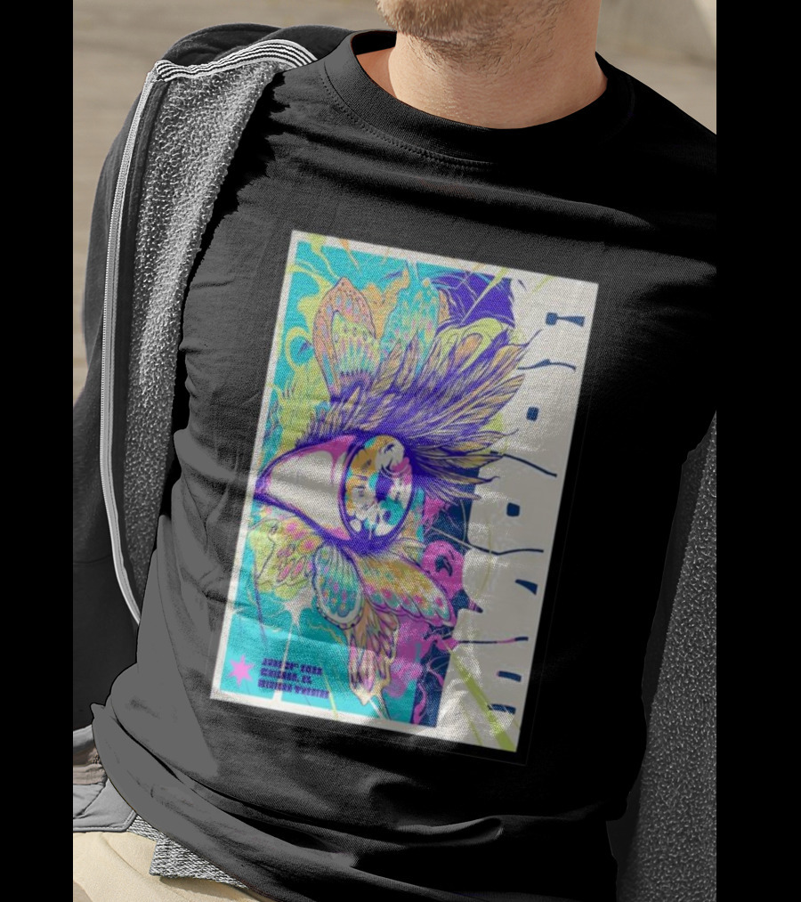Goose June 21 Chicago Riviera Theatre Psychedelic Feather T-Shirt