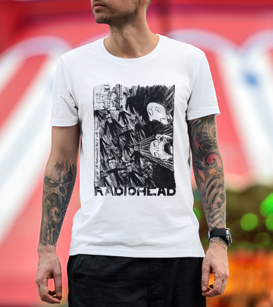 Scribble We Are Not Scaremongering This Is Really Happening Radiohead Art Style Black and White Drawing T-Shirt