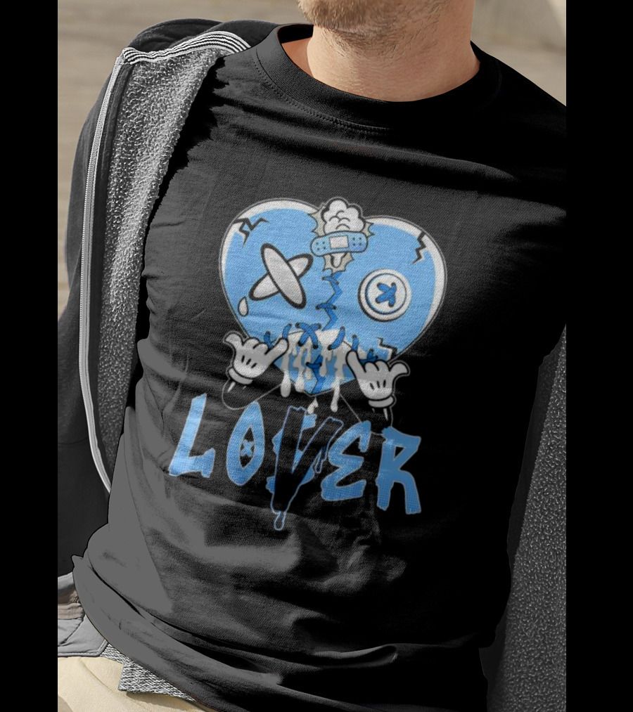 Racer Blue 5s Lover Heart With Loss And Repair Symbolism T-Shirt