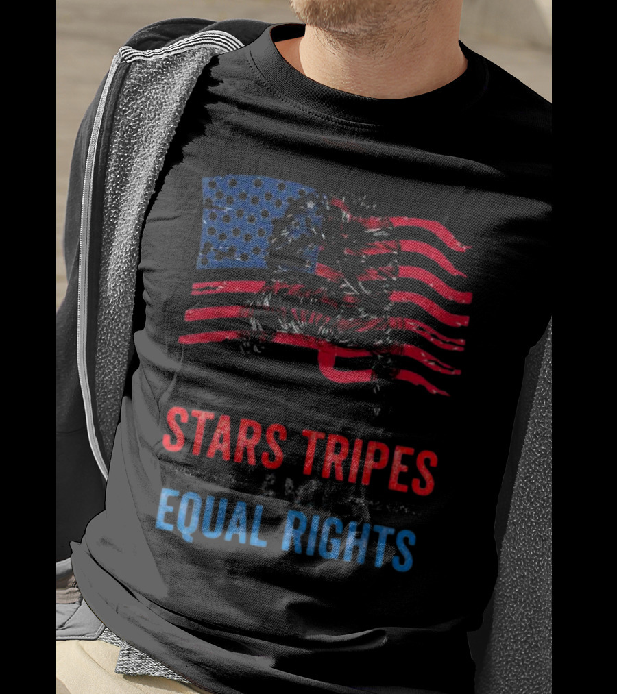 Stars Stripes And Equal Rights Messy Bun American Flag T-Shirt