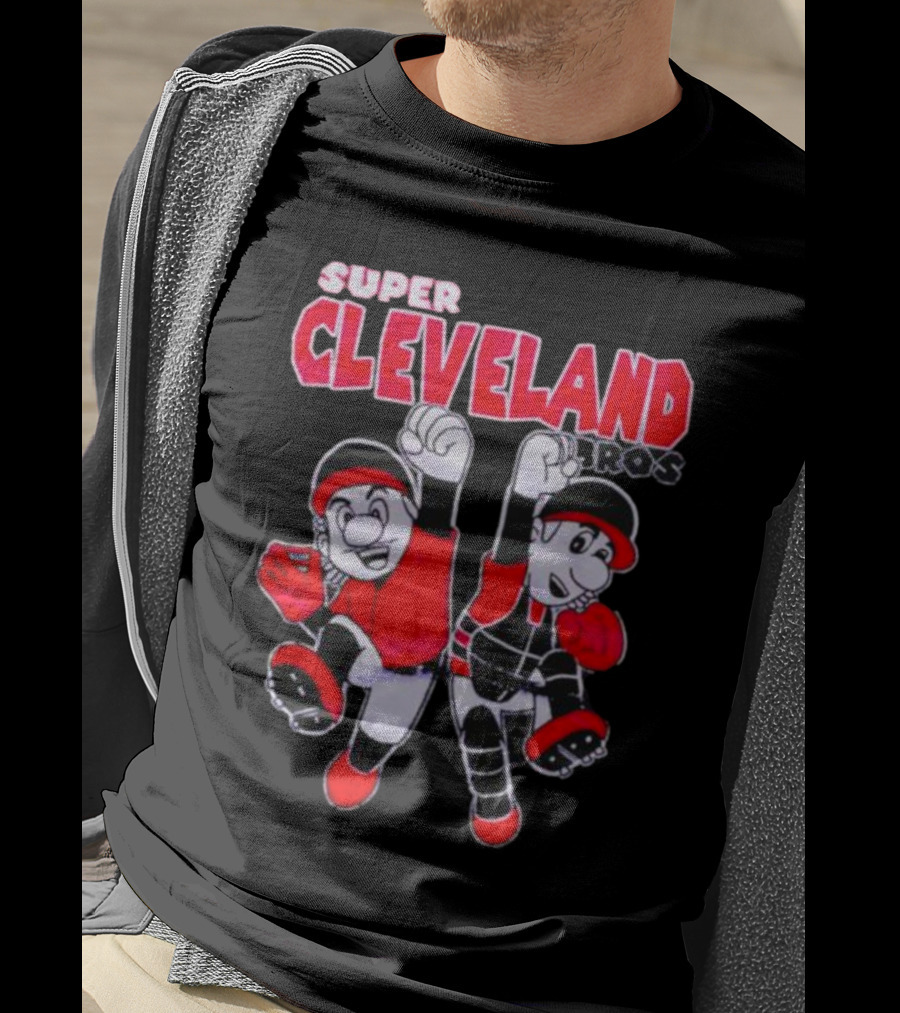 Super Cleveland Bros Red And Black Cartoon Characters T-Shirt