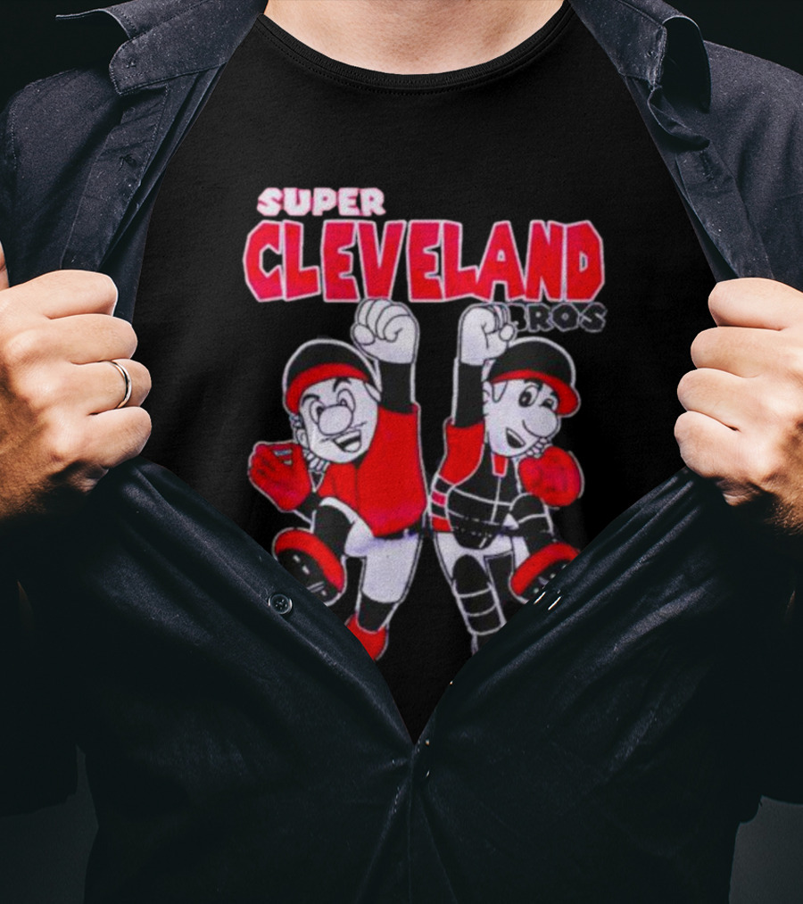 Super Cleveland Bros Red And Black Cartoon Characters T-Shirt