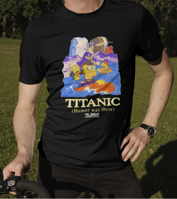 The Simpsons Titanic Homer Was There Matt Groening Ocean Scene T-Shirt