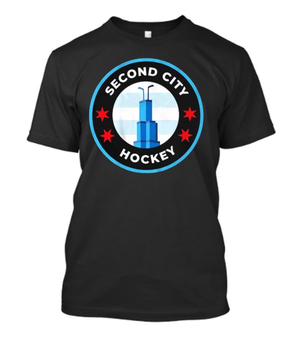 Second City Hockey Chicago Skyline Inspired Sports Emblem T-Shirt