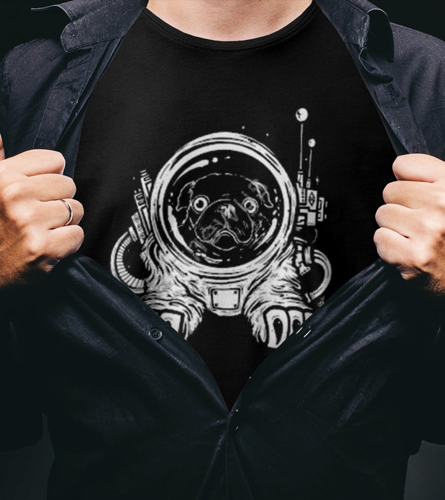 Space Pug Astronaut Cosmic Adventure T-Shirt
