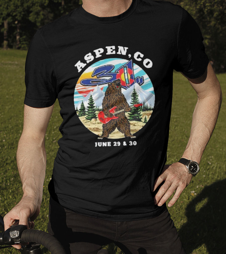 Aspen CO 311 Bear With Guitar June 29 And 30 T-Shirt