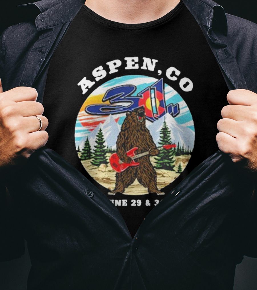 Aspen CO 311 Bear With Guitar June 29 And 30 T-Shirt