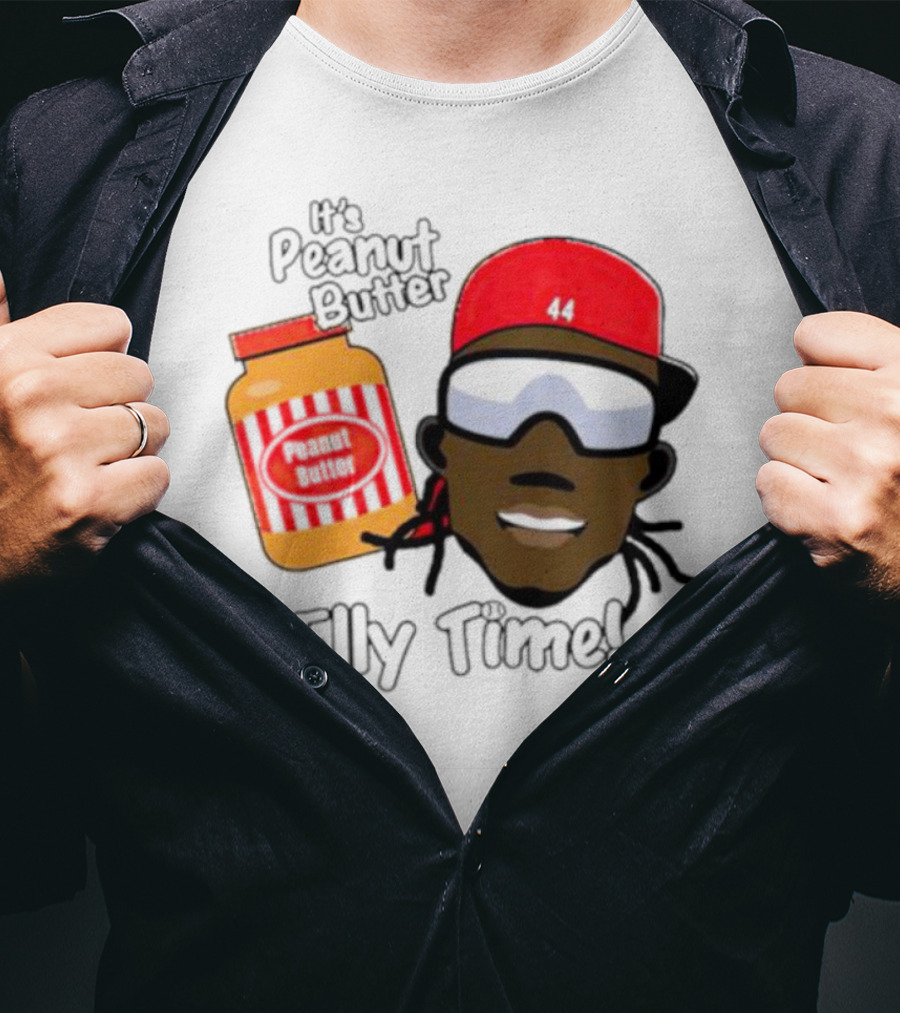 Elly De La Cruz It's Peanut Butter Elly Time 44 Red Cap And Jar T-Shirt
