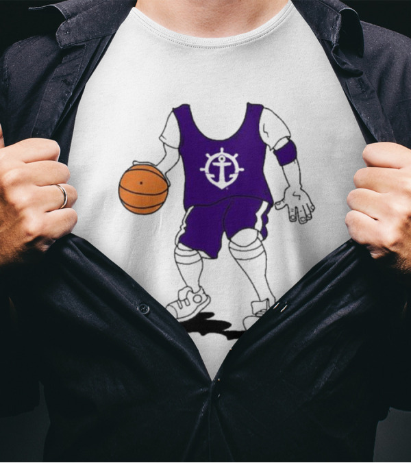 University Of Portland Basketball Player Purple Team T-Shirt