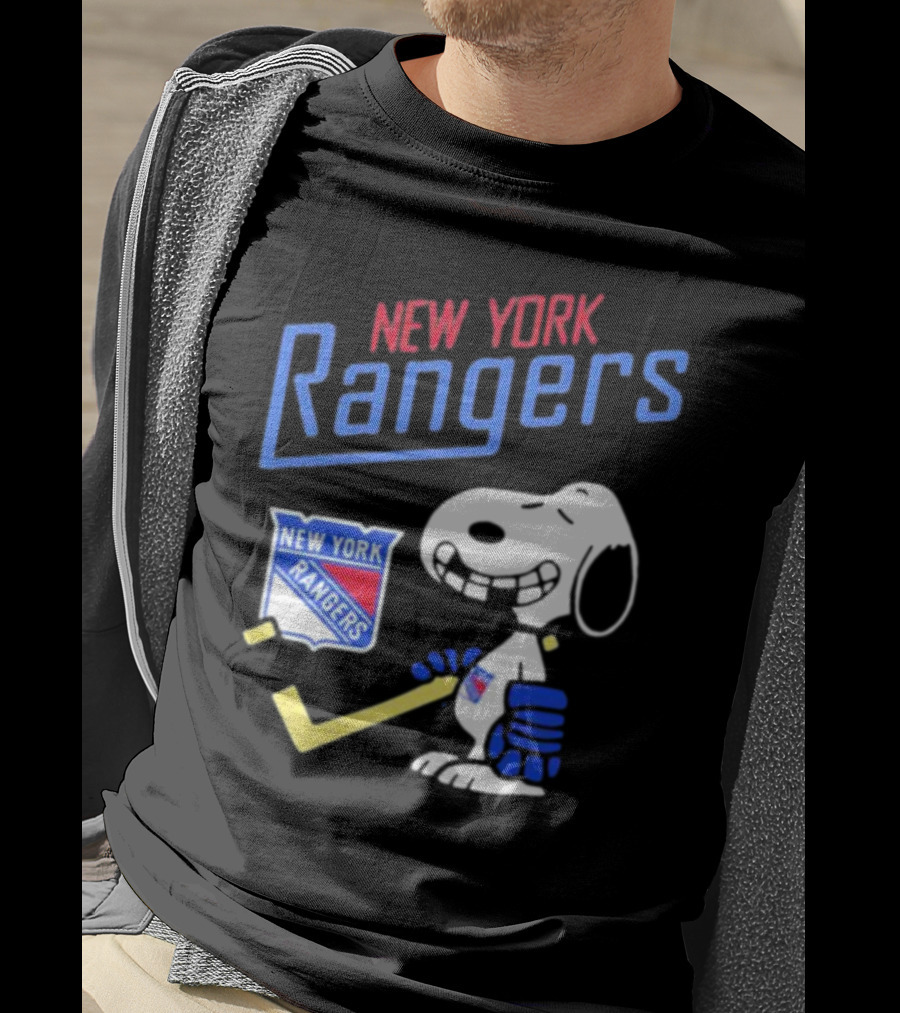 New York Rangers Snoopy Hockey Player T-Shirt