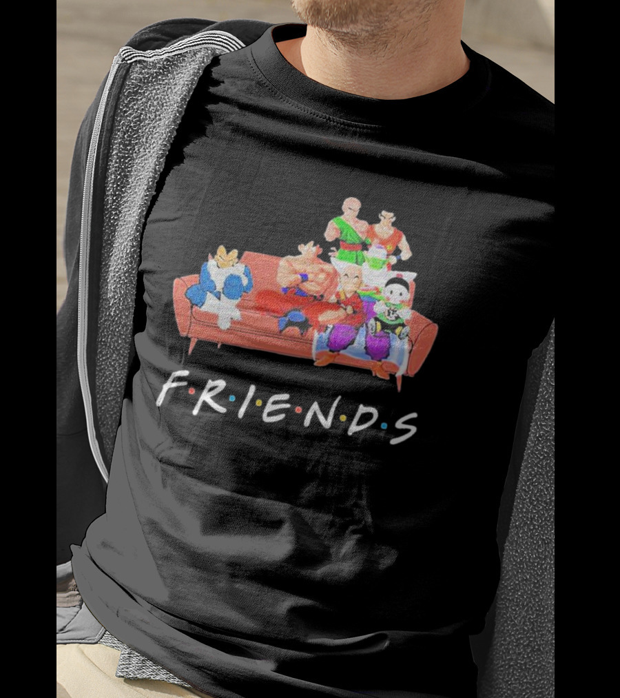 FRIENDS Son Goku Dragon Ball Characters Sitting Together T-Shirt