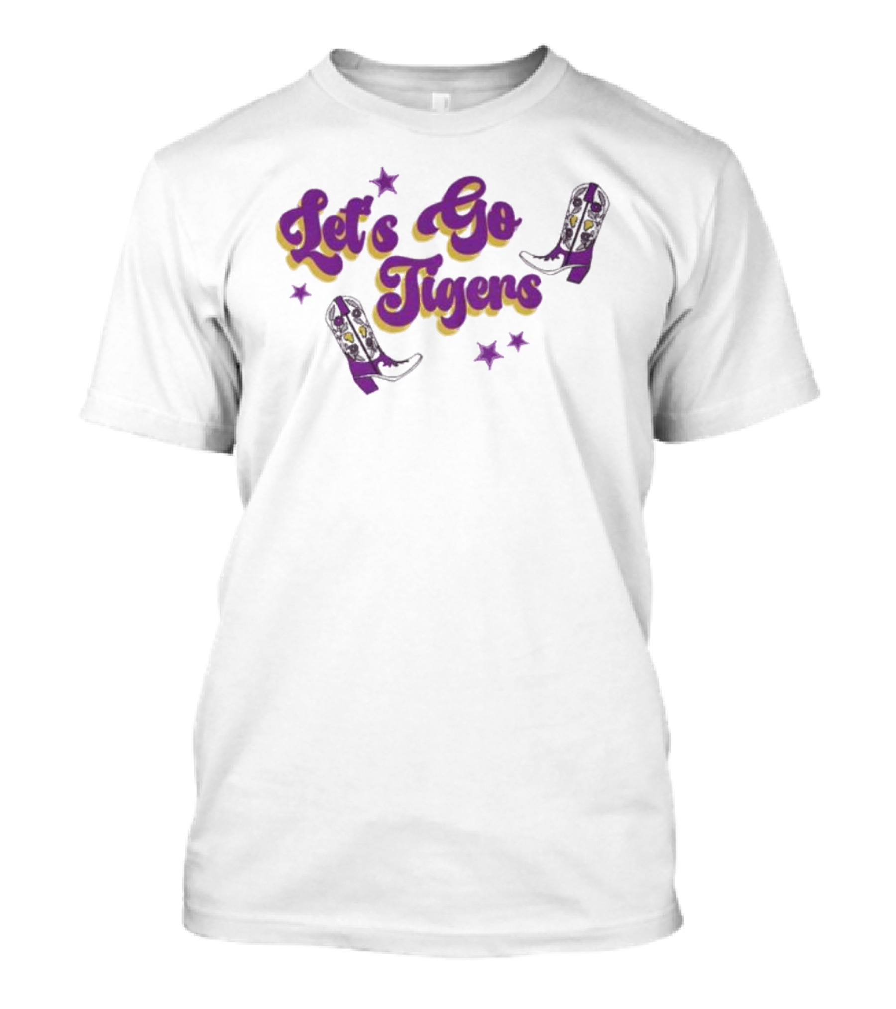 Louisiana State Let's Go Tigers Cowboy Boots Purple And Gold T-Shirt