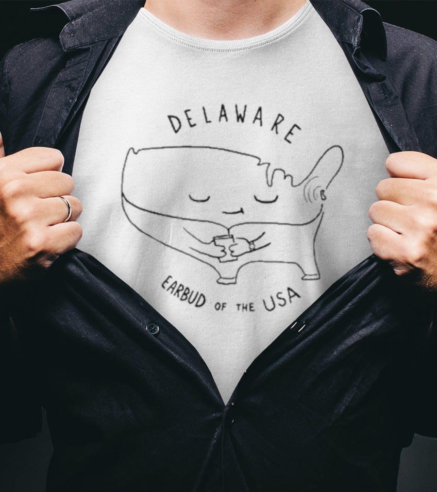 Delaware Earbud Of The USA Cartoony State Embrace T-Shirt