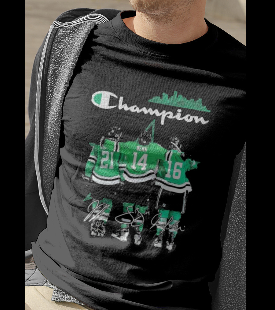 Dallas Stars Hockey Robertson Benn Heiskanen Champion T-Shirt
