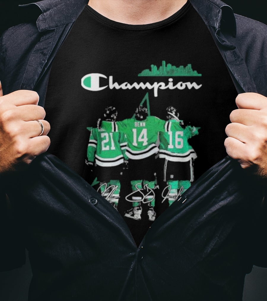 Dallas Stars Hockey Robertson Benn Heiskanen Champion T-Shirt