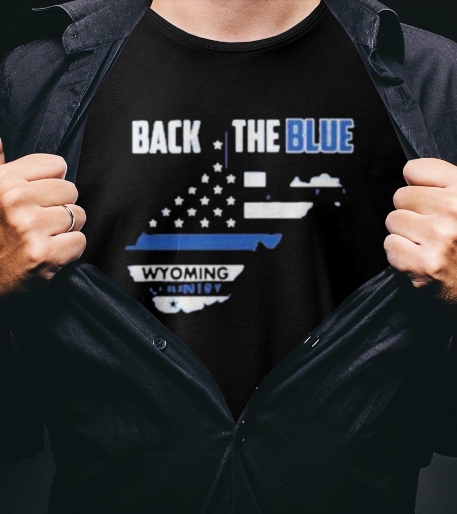 Back The Blue Wyoming County American Flag T-Shirt