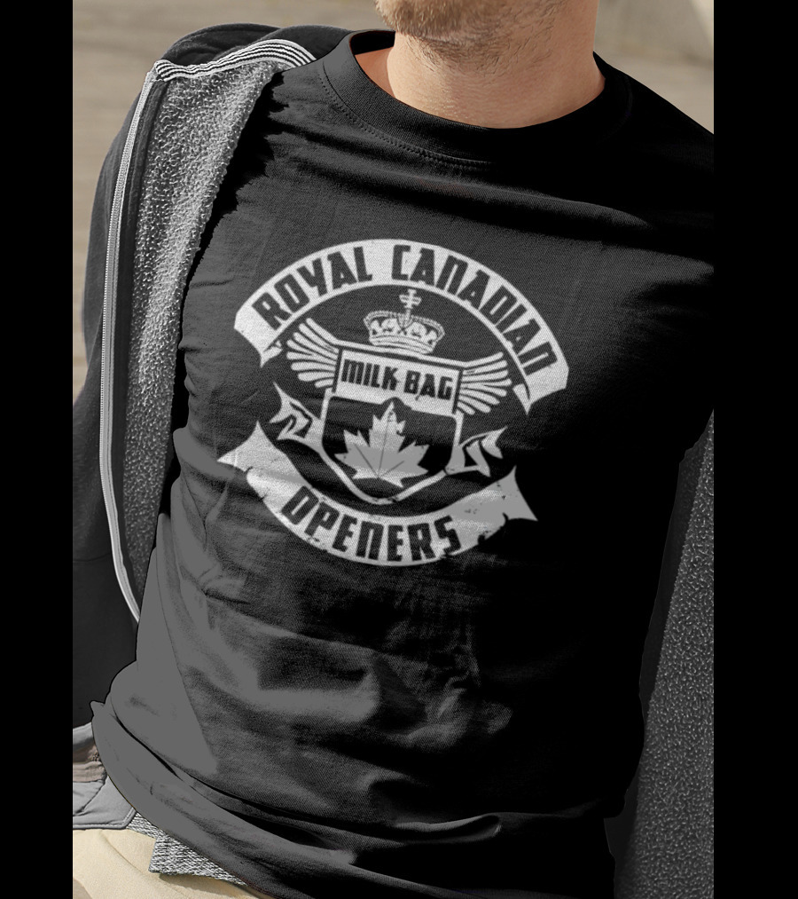 Royal Canadian Milk Bag Openers Maple Leaf Crest T-Shirt