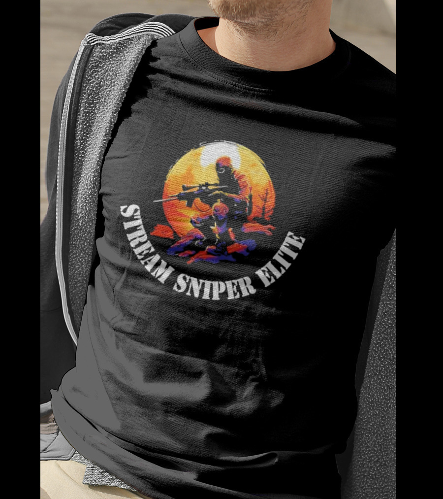 STREAM SNIPER ELITE Sniper Silhouette Warrior In Sunset Background T-Shirt