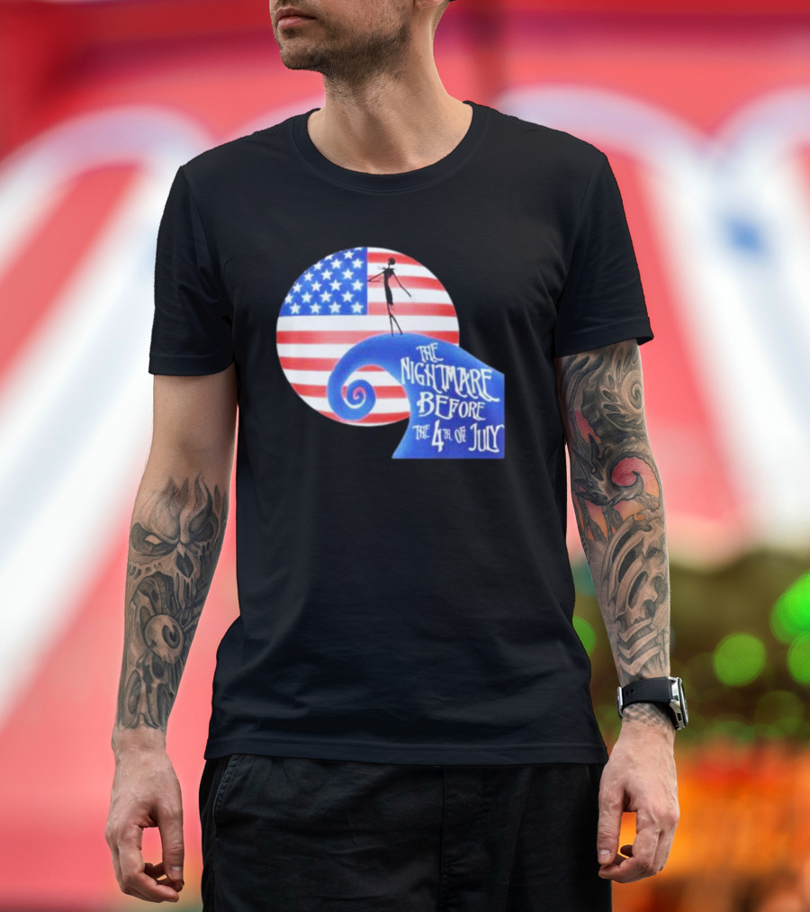 The Nightmare Before the 4th of July American Flag Spiral T-Shirt