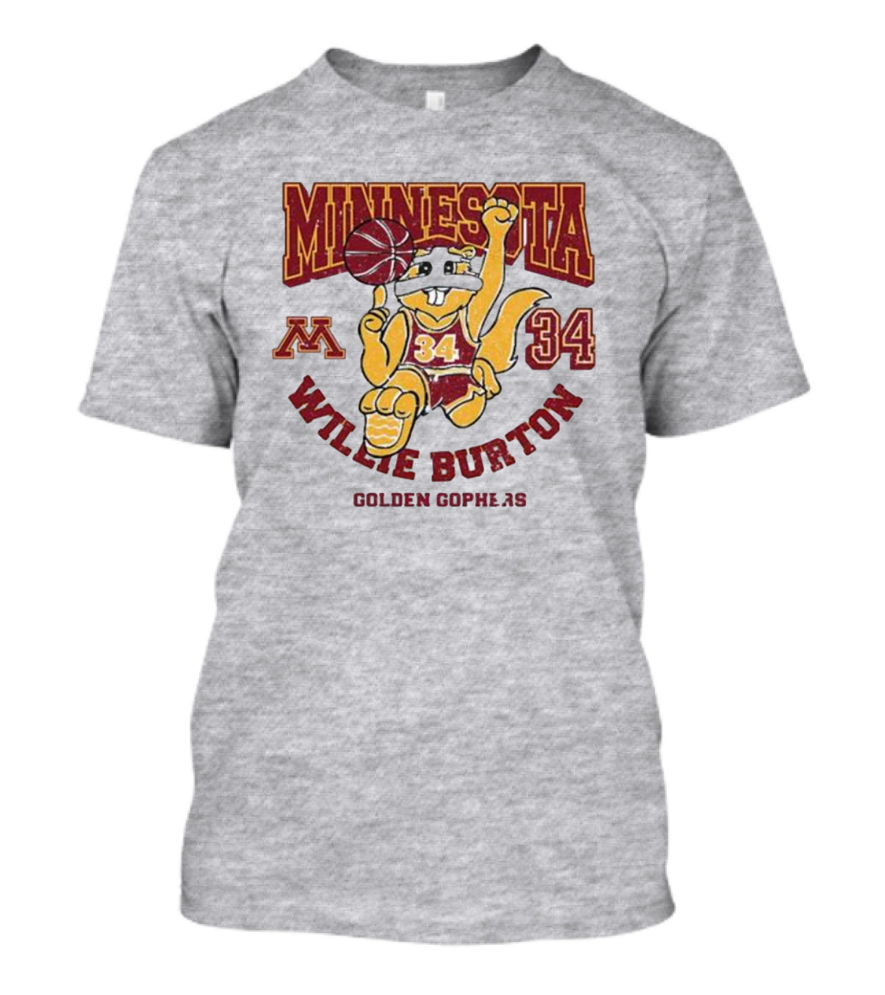 Minnesota 34 Willie Burton Golden Gophers Basketball T-Shirt