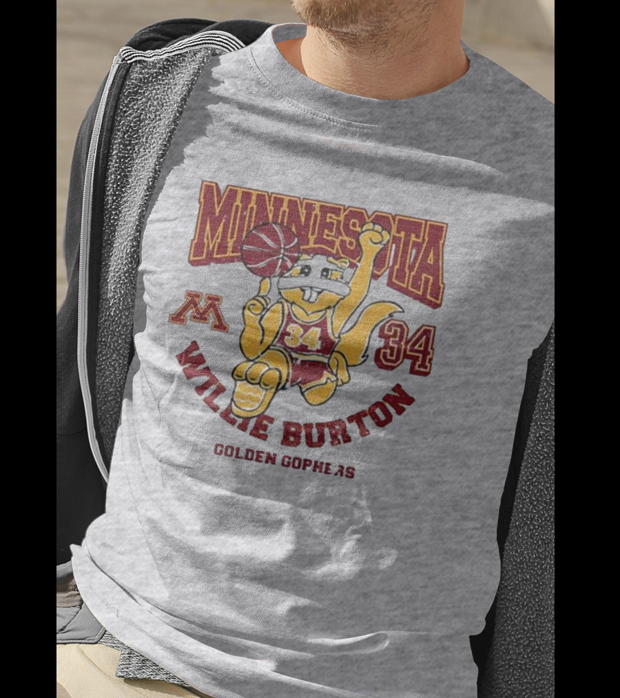 Minnesota 34 Willie Burton Golden Gophers Basketball T-Shirt
